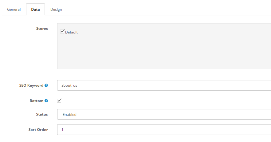 Cart  2 Page Data Settings