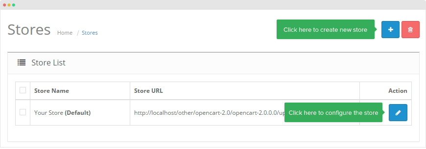 Cart  multi-store setting